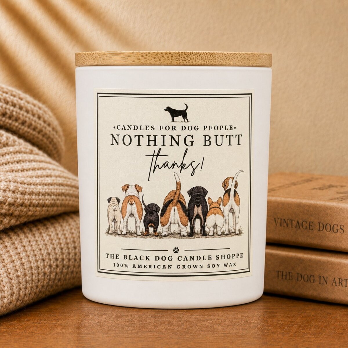Downloaded from Shopify for use with Vendor ID (1042) and Product ID (7045266145412). Product Image for Nothing BUTT Thanks Candle