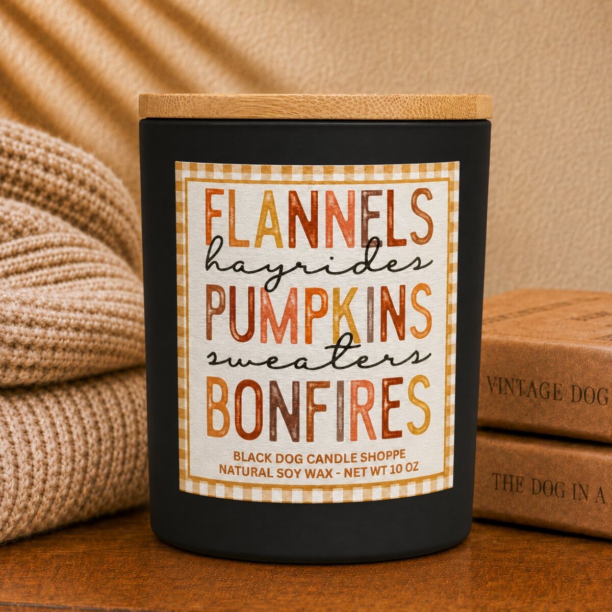 Downloaded from Shopify for use with Vendor ID (1042) and Product ID (10093806485636). Product Image for Flannels, Pumpkins, Bonfires Candle