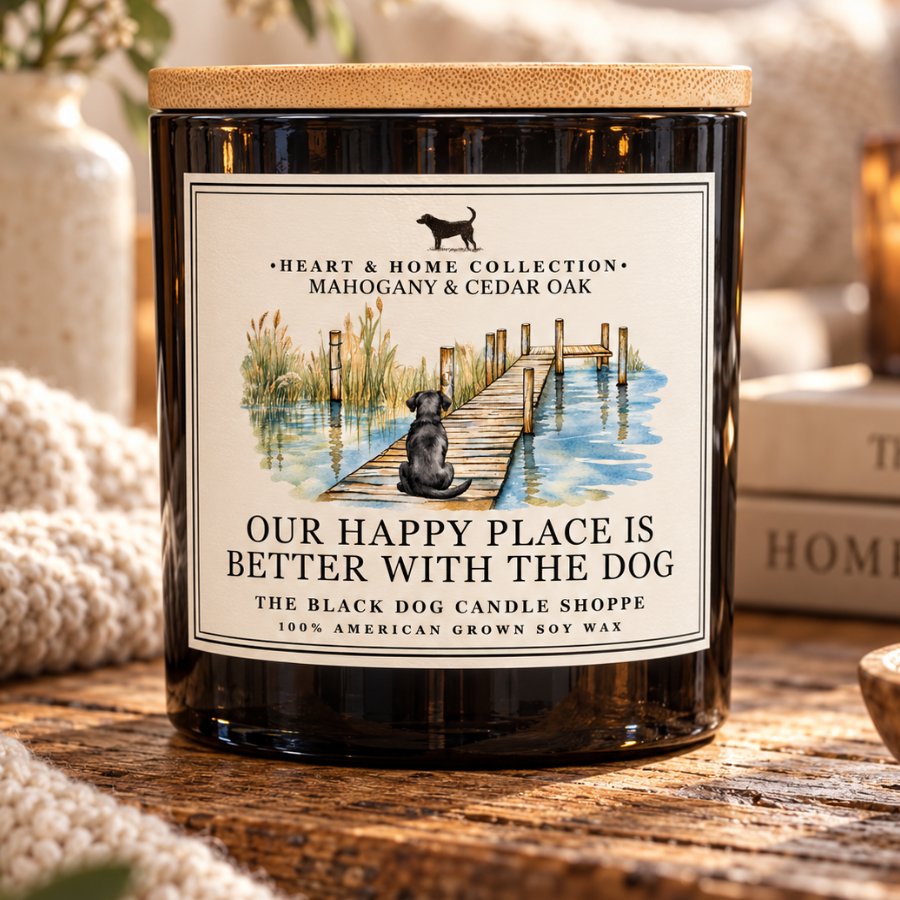 Downloaded from Shopify for use with Vendor ID (1042) and Product ID (8225058029700). Product Image for Our Happy Place is even Better with the Dog – Mahogany DW