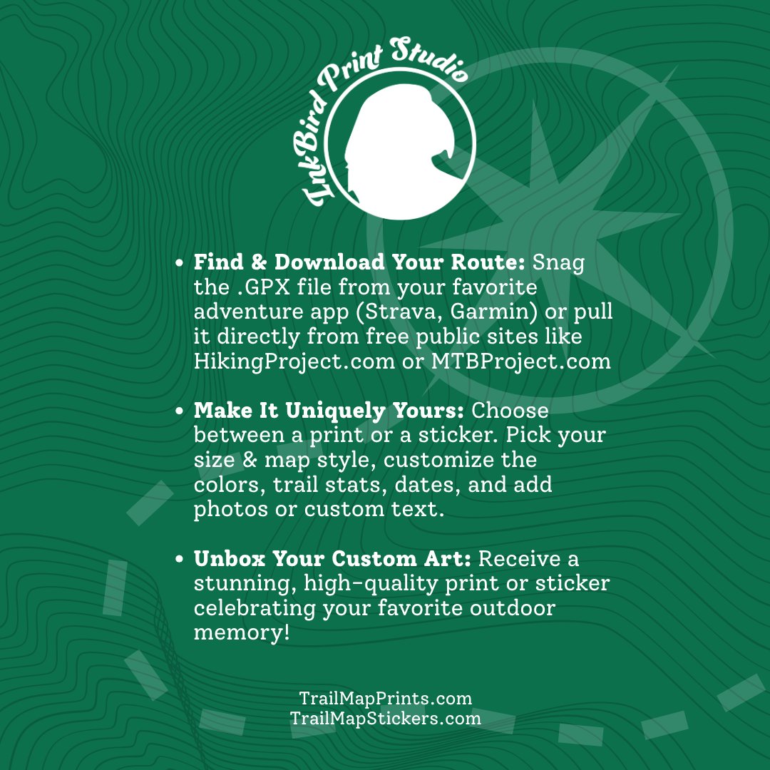 Downloaded from Shopify for use with Vendor ID (932) and Product ID (7268888936512). Product Image for Custom Trail Map Stickers