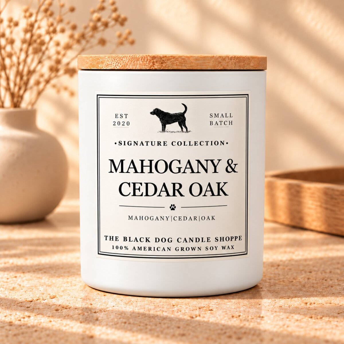 Downloaded from Shopify for use with Vendor ID (1042) and Product ID (15429349900420). Product Image for Mahogany & Cedar Oak Soy Candle | Signature Collection