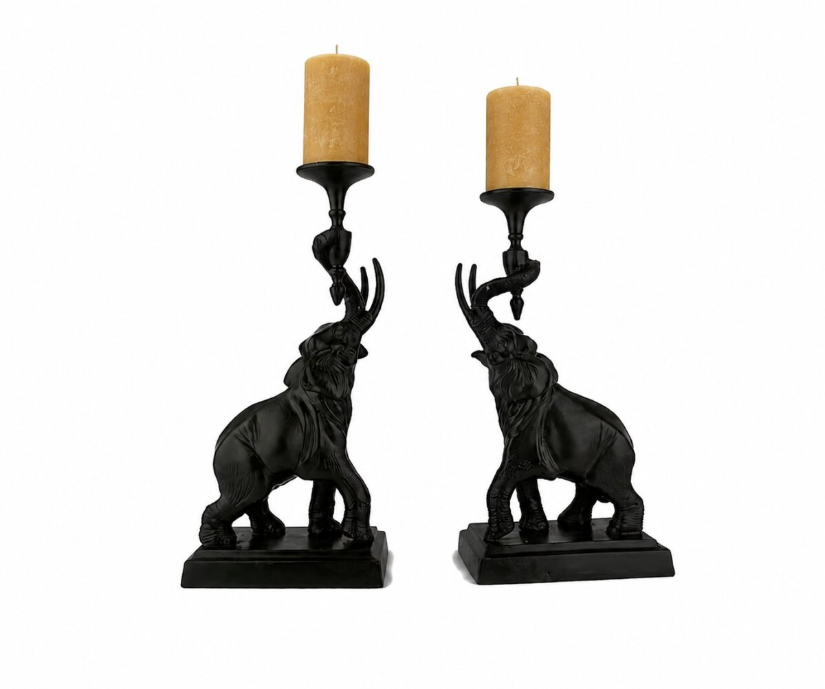 MS Candle 2 Product Image for Maitland-Smith Bronze Elephant Candlesticks — Pair