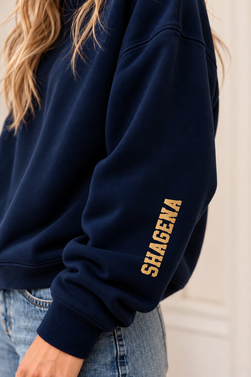 Navy Sweatshirt with Vertical Varsity Lettering Product Image for Wildcat Custom Hoodie