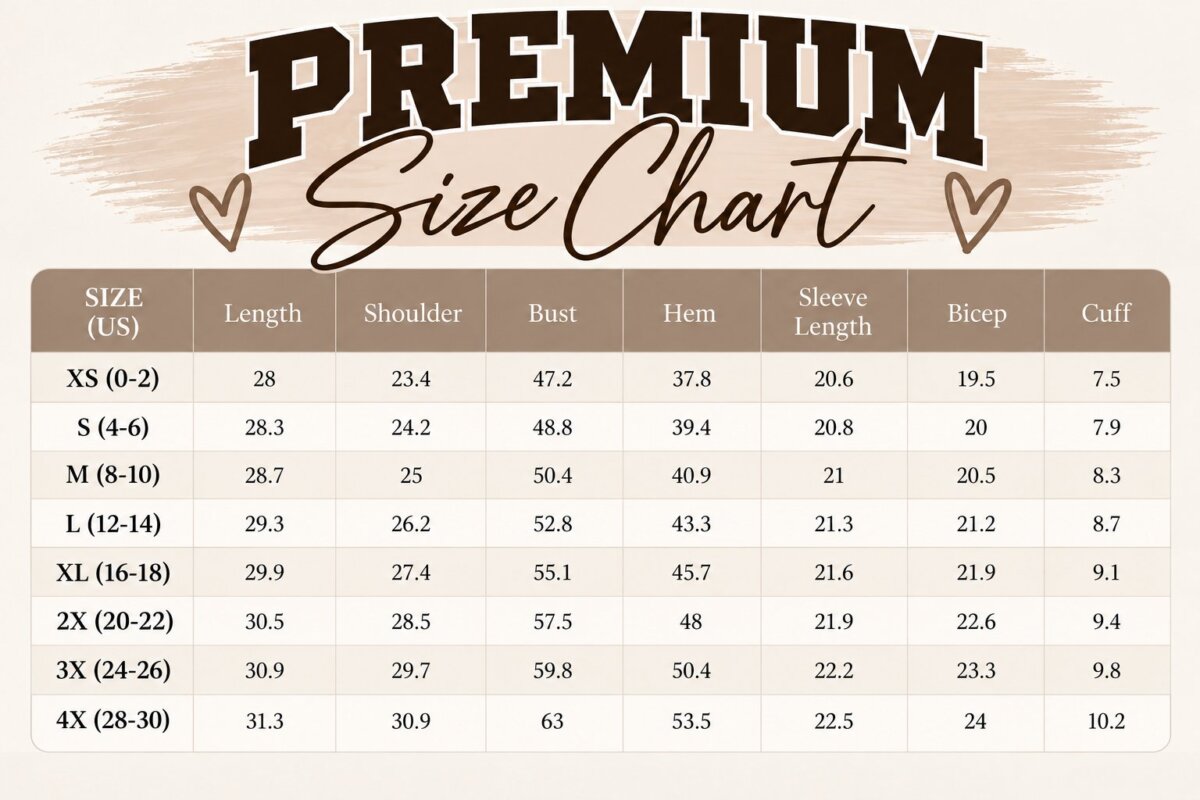 Premium Size Chart Infographic Product Image for Wildcat Custom Hoodie