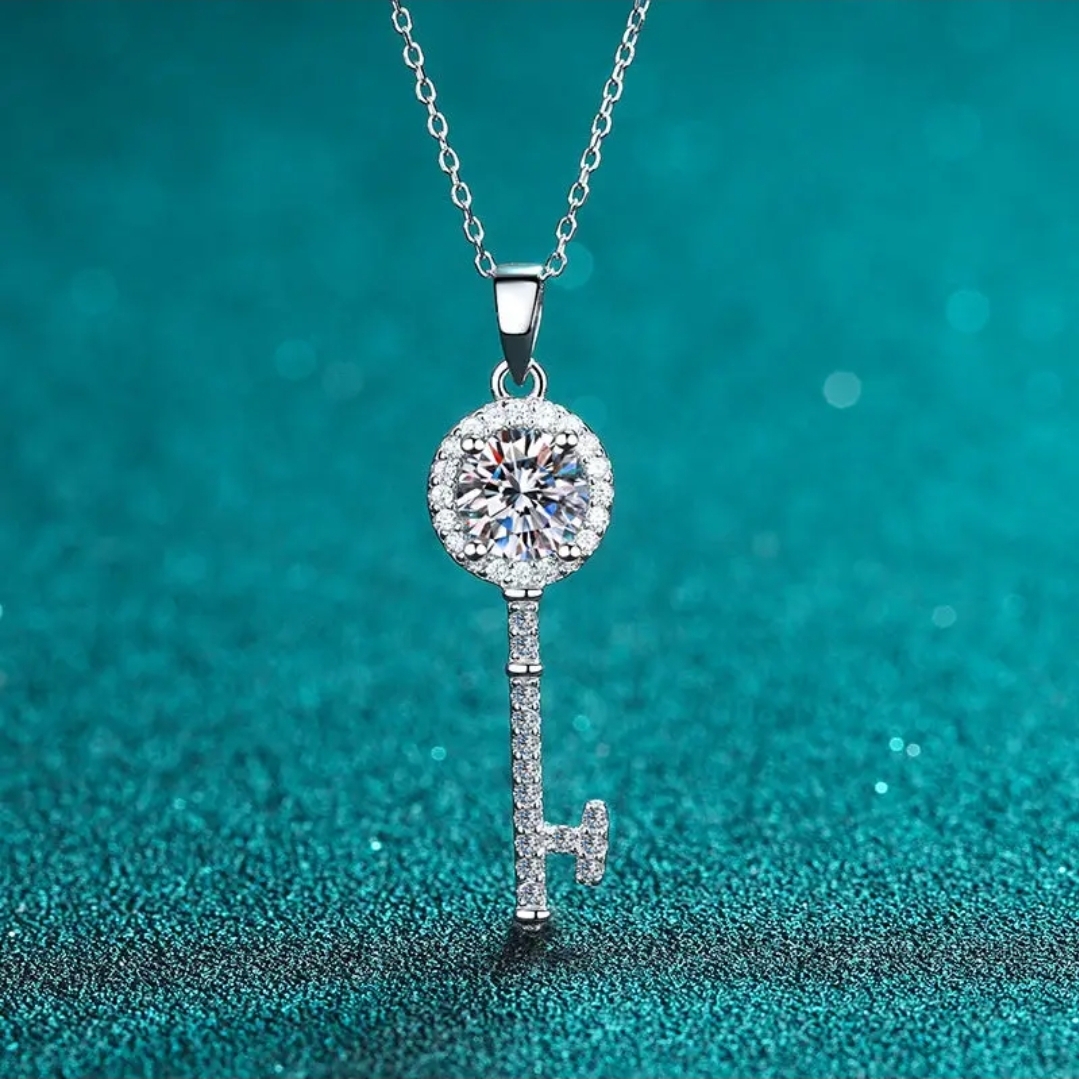 1.0ct Moissanite Key Necklace
