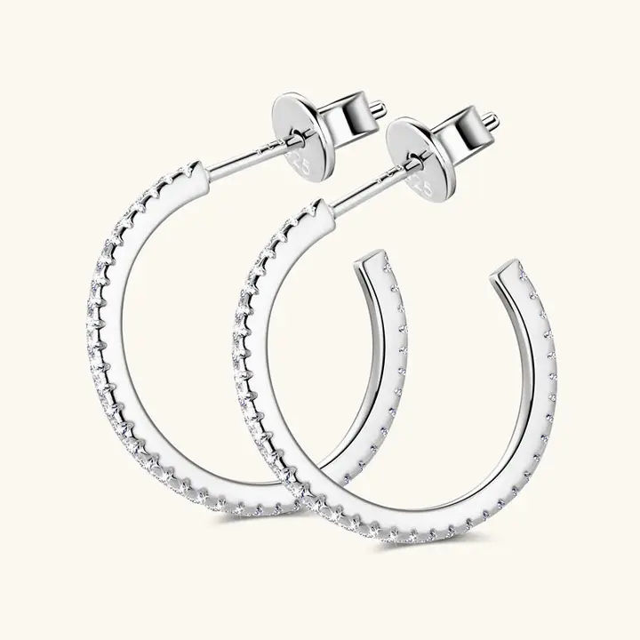Silver Moissanite Hoop Product Image for .50ct Moissanite Hoops