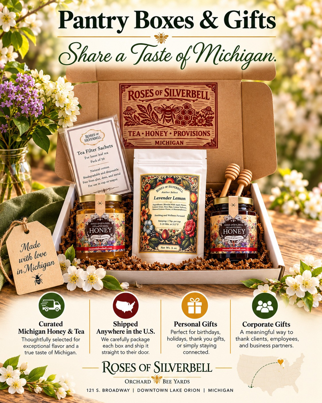 download Product Image for Roses of Silverbell Tea & Honey Pantry Box — Local Pickup